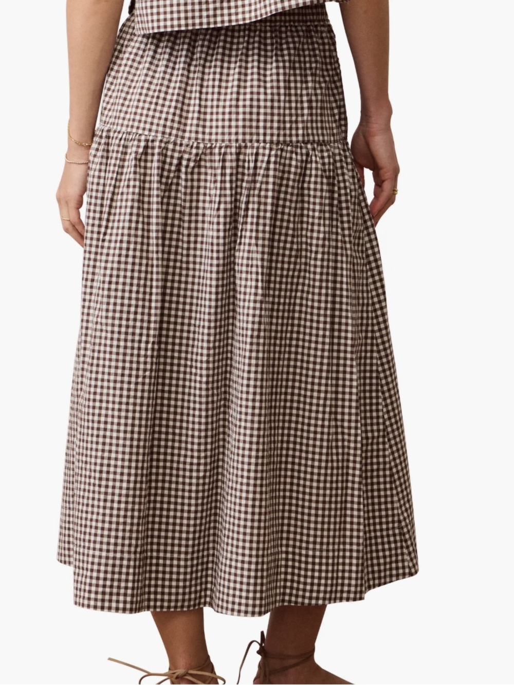Marine Layer Gia Gingham Maxi Skirt - Brown & White